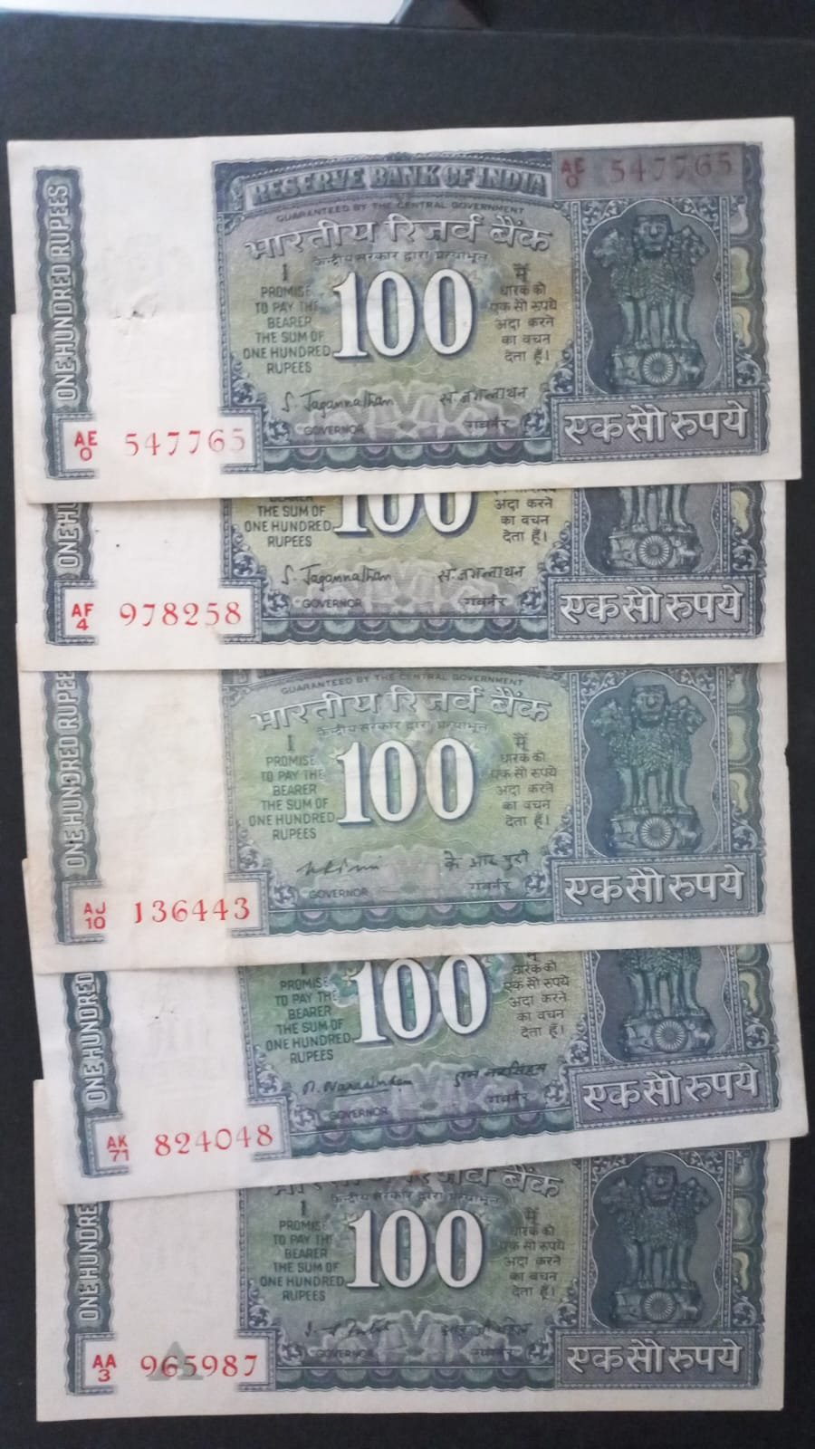 5 Governer Indian Old issue Notes