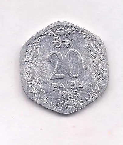 20 PAISE ~ REGULAR ISSUE ~ 1983 ~ HYDERABAD MINT ~ UNC RARE COIN ~ E-18